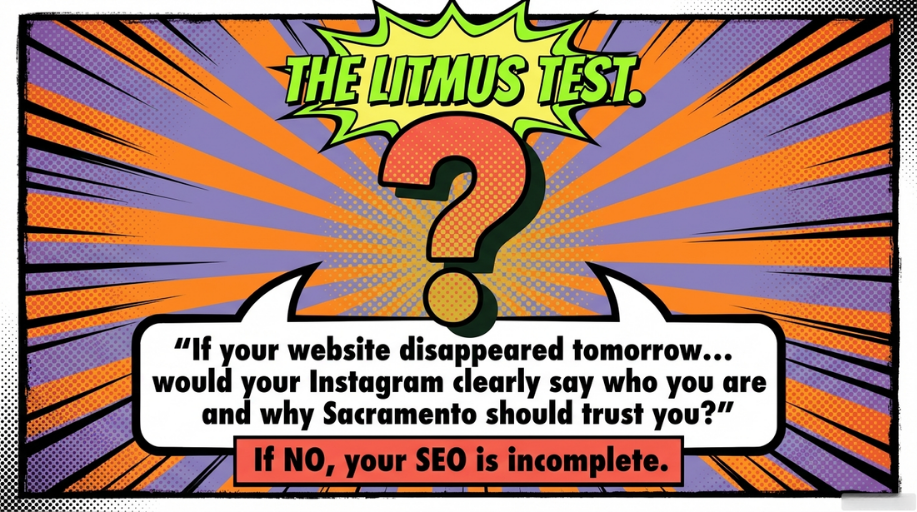 if your website disappeared tomorrow woould your instagram clearly say who you are and why sacramento should trust you